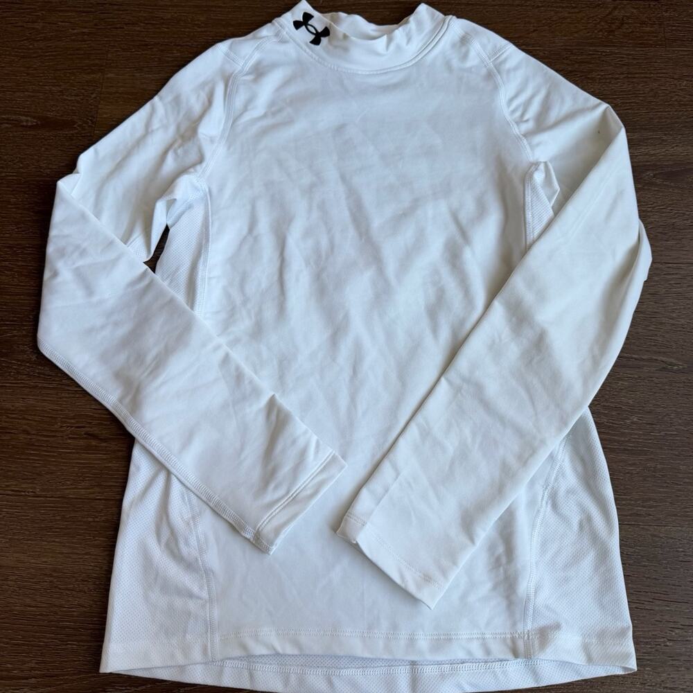 Under Armour Coldgear Long Sleeve Fleece Lined Base Layer Shirt Sz Youth L